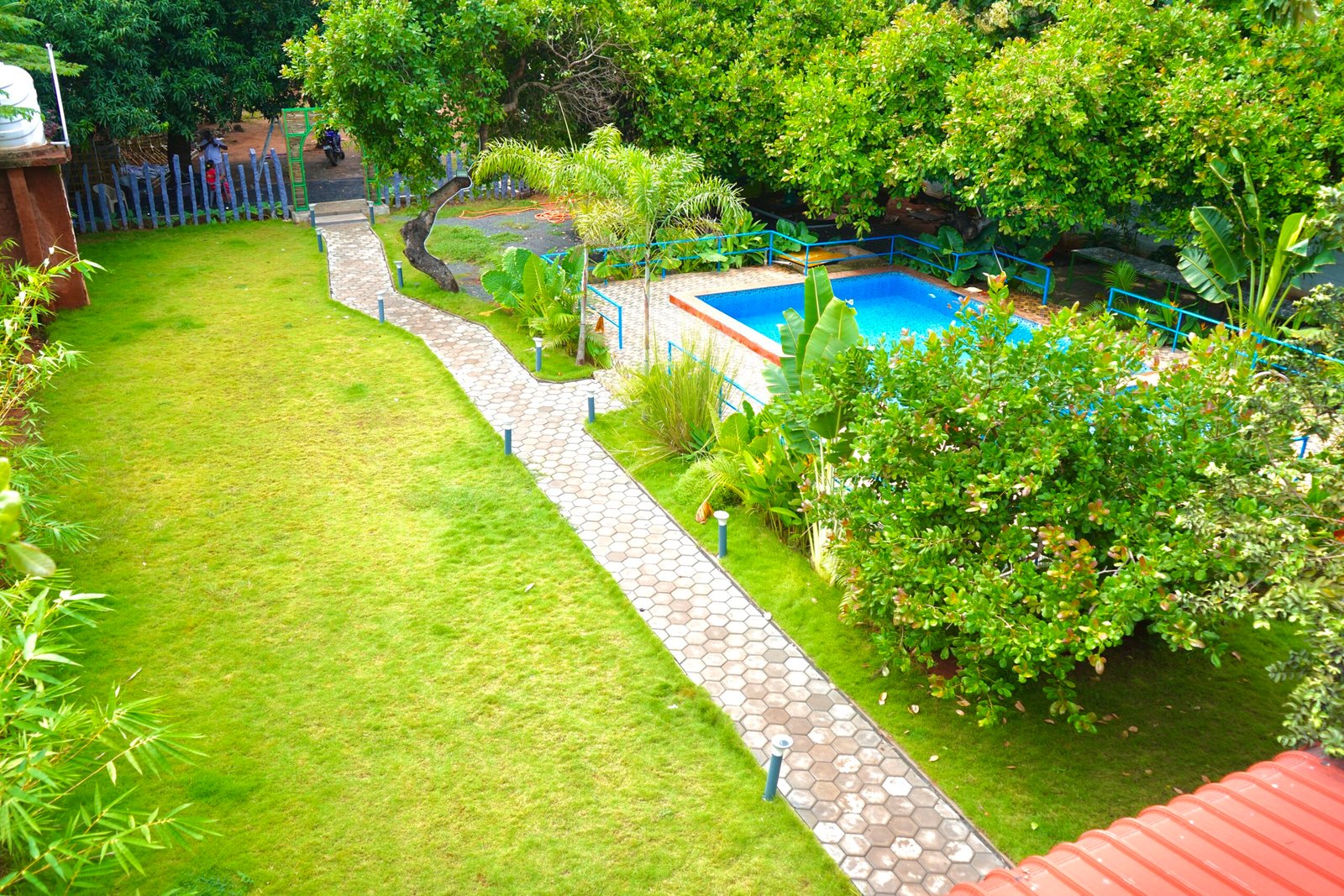 Outdoor party lawn at Green Aura Resort